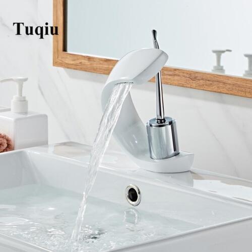New Basin Faucets Modern White Bathroom Faucet Waterfall faucets Single Hole Cold and Hot Water Tap Basin Faucet Mixer Tap