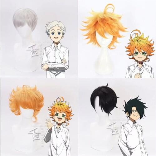 40cm Anime The Promised Neverland Norman Ray Emma Wig Cosplay Playing Short Golden Gradient Dark Yellow Hair Halloween 1:1 Wigs
