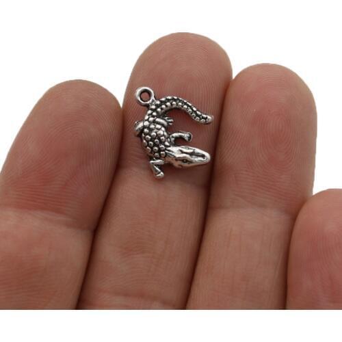 JAKONGO Silver Plated Lizard Charms Pendants for Jewelry Making Bracelet DIY Accessories 21x13mm 15pcs