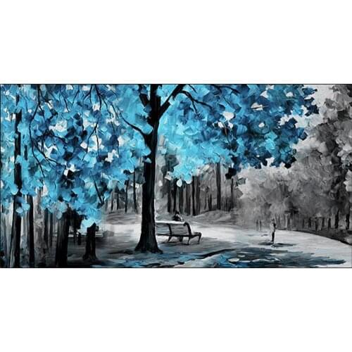 Full Square/round Diamond Painting Blue Leaves 5D Embroidery Scenery Cross Stitch Rhinestones Mosaic Abstract Home Decor DF302