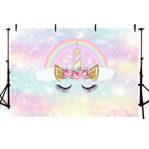 Mehofoto Rainbow Unicorn Backdrop for Photography Bokeh Glitter Newborn Baby Shower Photo Booth Background Studio Printed 353