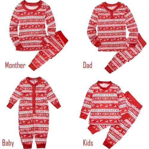 Family Matching Christmas Pajamas Set Xmas Hot Sale Mum Dad Kid Baby Sleepwear Nightwear Homewear Family Matching Pjs Set