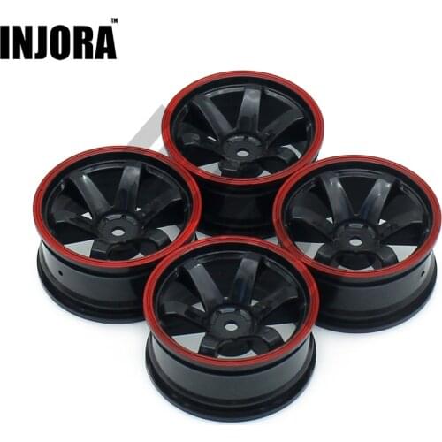 INJORA 4PCS Wheel Rim Tire Hub for 1/10 RC On Road Touring Car HSP HPI Traxxas Tamiya Kyosho 1:10 Drift Spare Parts