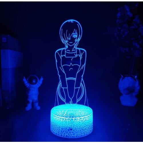 LED Anime Light Tokyo Ghoul Figurine Touka Kirishima Figure 3D Night Lamp Otaku Gift RGB Flashing Manga Nightlight USB Powered