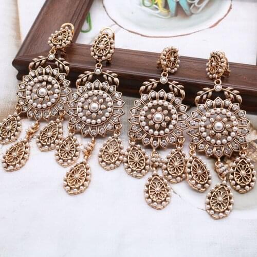 Vintage Statement Earrings Bohemia Wind Filigree Punk Pendientes Exaggerated Mujer Brincos Jewelry