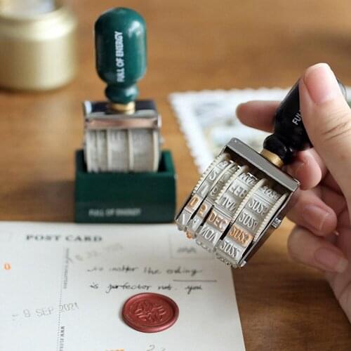 Vintage DIY Wheels Rollers Digital Numbering Stamp Trolley Date Scrapbooking Rolling Words Dater Stamps Home Art Decoration