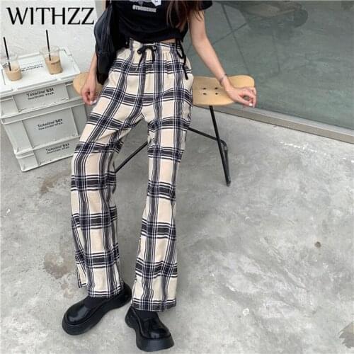 WITHZZ Women's Plaid Trousers