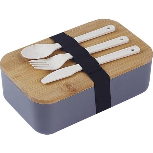 Japanese Wooden Lunch Box Microwave Bamboo Bento box BPA Free for School Kids Dinnerware Set with Spoon Fork Knife
