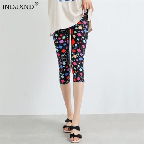 INDJXND Leopard Printing Leggings Women High Waist Compression Leggins Push Up Gym Fitness Mid-Calf Femme Workout Sportswear