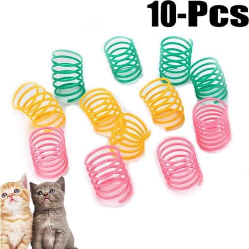 10PCS Cat Spring Toys Interactive Funny Simple Plastic For Cat Kitten Toys