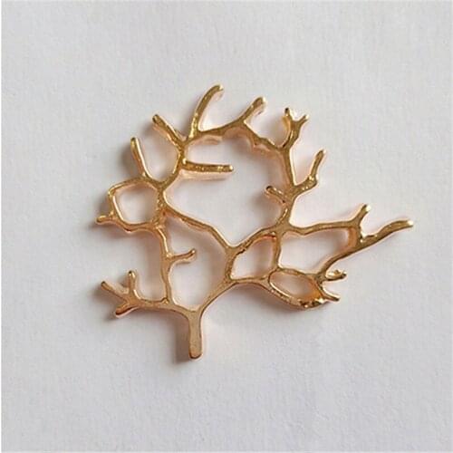 10 PCS 34*32mm Metal Zinc Alloy Gold Color Branch Connector For Jewelry Making