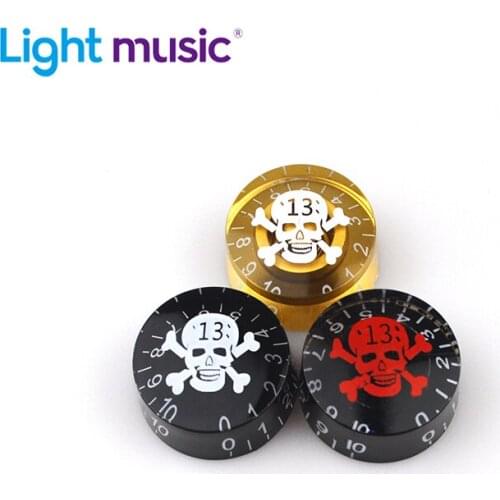 2/4pcs Acrylic Skull LP Electric Guitar Speed Control Knob Potentiometer Knob Cap Black with Transparent Guitar Pot Accessories