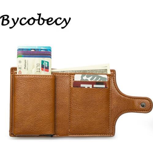 Bycobecy 2019 Wallet Women Small PU Leather Men Card Holder Smart Slim RFID Ladies Card Case Unisex Vintage Solid Money Bag