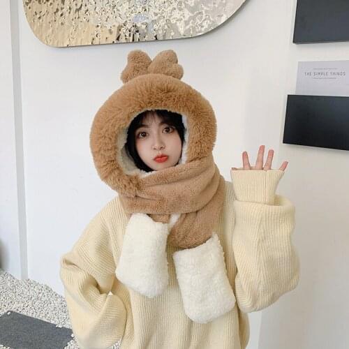 2021 fashion winter womens new solid bean cap warm bow design casual plush hat scarf set casual pure women hats show