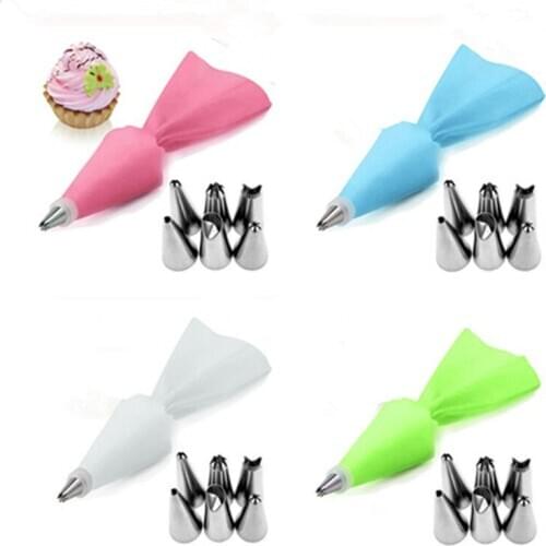 8pcs/set New Silicone Pastry Bag Tips Icing Piping Nozzle Cream Reusable Pastry Bags Nozzle Fondant Molds Cake Decorating Tools