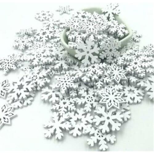 80PCS Mixed Christmas snowflake wooden buttons sewing scrapbook decoration Accessories 25mm