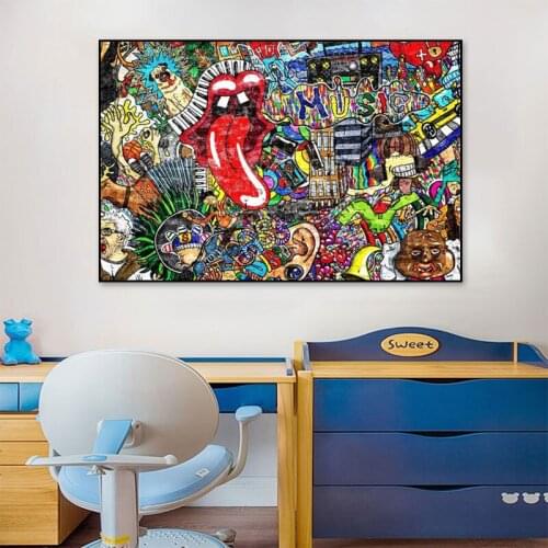 Abstract Rap Music Graffiti Posters And Prints Modern Street Wall Art Picture Print Home Decor Canvas Painting Living Room Mural