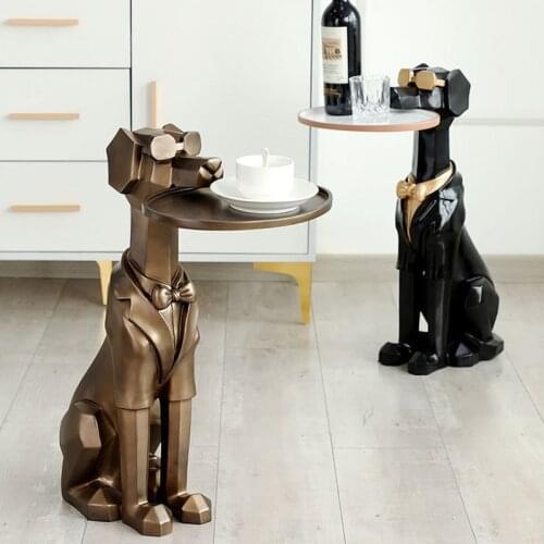Home Decoration Accessories Nordic Luxury Towser Tea Table Creative Resin Craft Table Animal Support Living Room Home Furniture