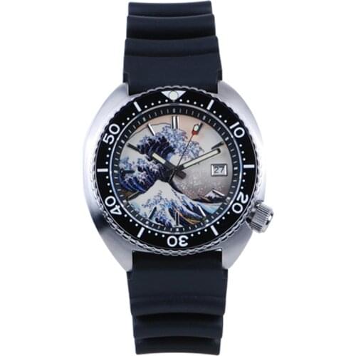 HEIMDALLR Abalone 6015 Diving Watch Kanagawa Wave Luminous Dial Sapphire NH35A Automatic Movement 300M Waterproof Males Watch