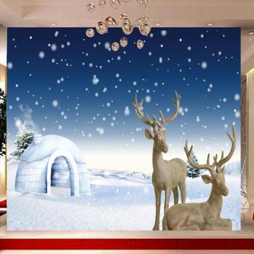 Dropship Colomac Custom Wallpaper Elk Sika Deer Winter Snow Scene Wallpaper for Kids Room Wall Mural Papel Tapiz Para Pared