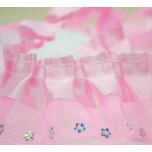 4cm Wide A Double-deck Paillette Fine Lace DIY Wedding Dress Bouffancy Silk Ribbon Manual Doll Skirt And Collar Edge Decoration