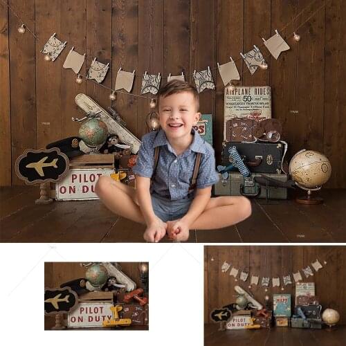 Background for Photography Airplane Hangar Newborn Portrait Kids Birthday Backdrop Travel Adventure Photo Studio Backdrop Props