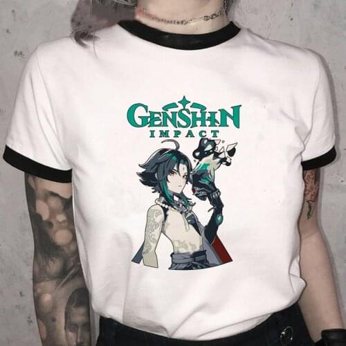 Genshin Impact T-shirt Unisex Cute Manga Funny Tshirt Streetwear Fashion Game Men Kawaii Anime Graphic T Shirt Top Tees Male