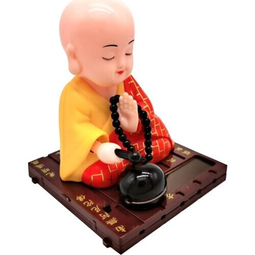 Simulation Solar Shake Head Little Monk Doll Model Bring Good Fortune Car Home Office Desk Decoration Ornament Christmas Gifts