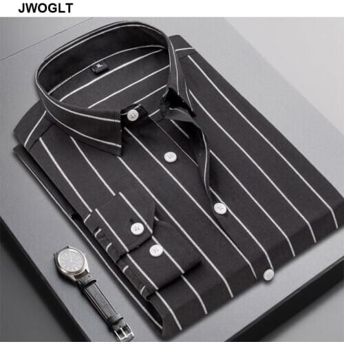 Korea Fashion Mens Cotton Casual Slim Fit Long Sleeve Striped Shirt Button Down Social Shirts