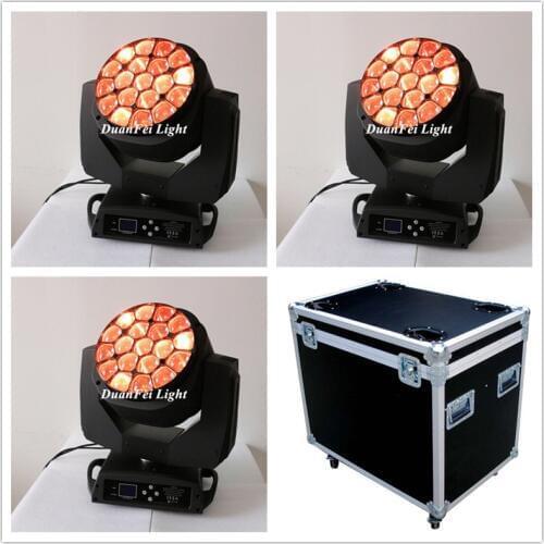 Flightcase) 6pcs Bee eye moving head rgbw 19x15w Zoom led beam bee eyes moving light