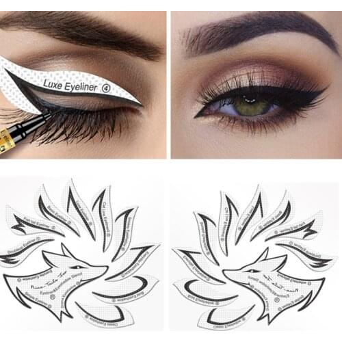 Eye Makeup Stencils Winged Eyeliner Stencil Template Shaping Tools Eyebrows Eye Shadow Makeup Template Tool Stickers Card