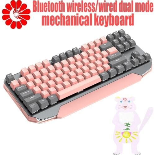 Mechanical keyboard Bluetooth wireless/USB dual-mode TYPE-C 87-keys LED backlight computer notebook keyboard for iPhone PC gamer