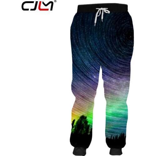 CJLM Man Large Size Rainbow Sweatpants Colored Landscape Mens Pants 3D Printed Starry Sky Trend Trousers