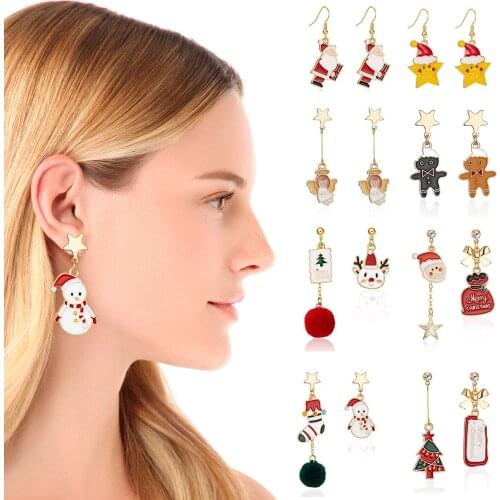 Christmas Pairs Earrings Set Santa Claus Christmas Tree Xmas Party 2021 Jewelry Gift Natal Navidad Gifts For Women Teens Girls