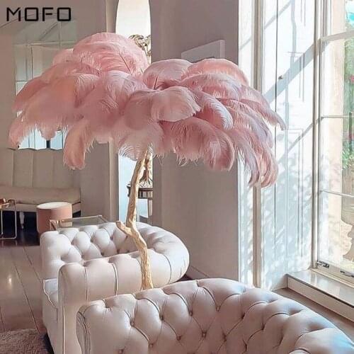 Nordic Ostrich Feather LED Floor Lamp Modern Decor Floor Lamps for Living Room Indoor Lighting Floor Lamp Copper Art Stand Lamp