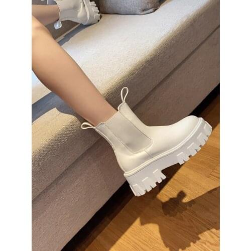 New Chunky Boots Fashion Pocket Platform Boots Women Ankle Boots Female Sole Pouch Ankle Boots Women Botas Mujer