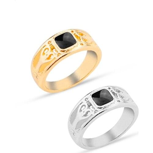 Brand new hollow black enamel scissors Rings lover heart Shape Gold silver color wedding Ring Engagement Rings