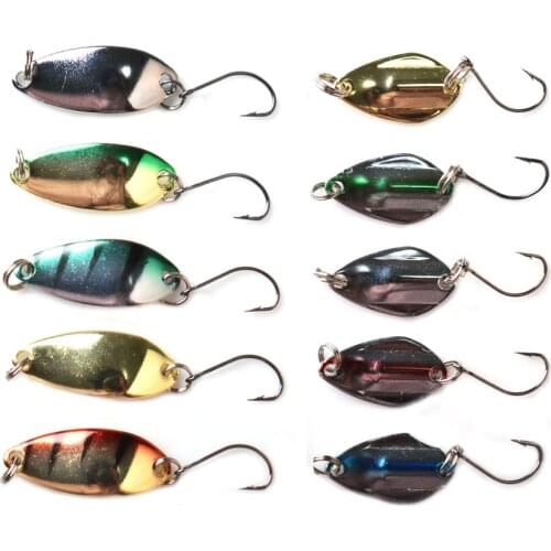 TOMA 10PCS Metal Spoon Baits Fishing Spinner Metal Lure Trout Spoon 2.5g 3.0g Wobbler Artificial Spoon Mini Fishing Bait