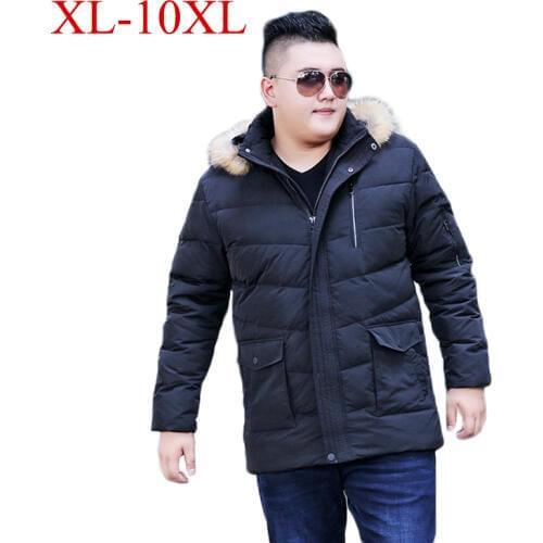 10XL 9XL 8XL 4XL New Men down jacket Winter Thick Warm Fashion Patchwork Mens Fur collar Hooded Men White duck down Jacket