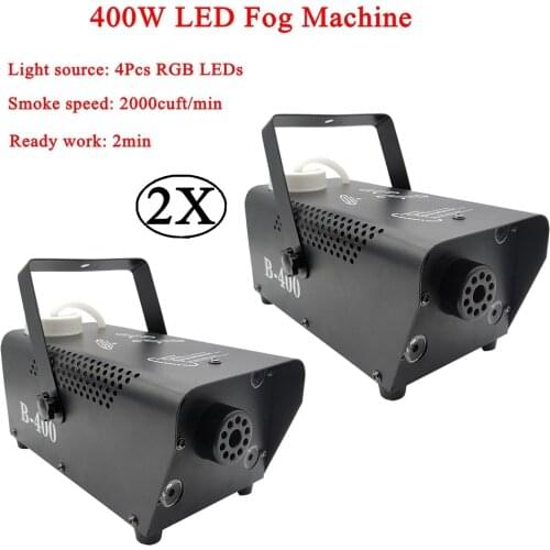2Pcs/Lot Professional Disco Colorful Smoke Machine Mini 400W LED RGB 3IN1 Remote Fogger Ejector DJ Christmas Party Stage Light