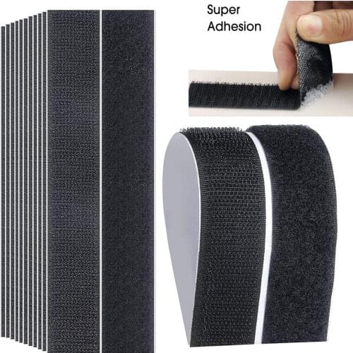 16/20/30/38/100/110mm Black White Double-sided Self-adhesive Hook and Loop Fastener 1 Pair of Practical Clothing Accessories