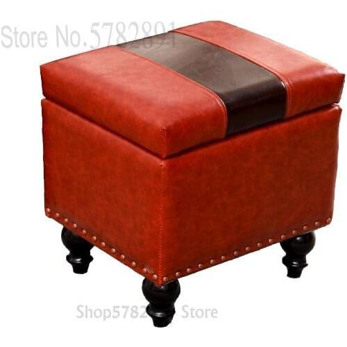 American Leather Art Storage Storage Coffee Table Stool Living Room Small Square Stool Sitting Pier Entrance Hall Small Low Stoo