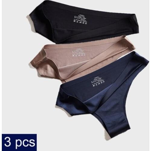 3pcs/lot Panties Women Underwear Sexy Sports Seamless Thong Female Lingerie T-back G-string Woman Brief Soft Ice Silk Intimates