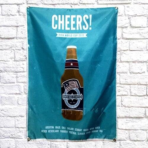 CHEERS! Wine Vintage Beer Poster Banner Wall Art Decorative Hanging Chart Retro Bar Signs Shabby Chic Flag Sticker Home Decor