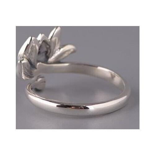 Vintage Lotus Flower Enamel Rings Lucky Fish Charm Open Ring Goldfish Flower Band Adjustable Women Fashion Jewelry