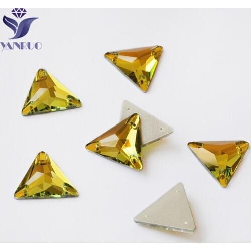 YANRUO 3270 Triangles Light Topaz Crystal Rhinestones Sewn Beads Elements Crystals Loose Crystals Wholesale For Dresses
