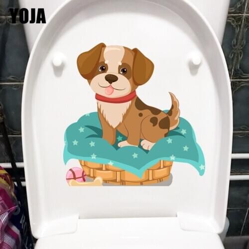 YOJA 24.5×24.8CM Hand Drawn Cute Pet Dog Home Decoration Accessories Bathroom Toilet Stickers T1-2408