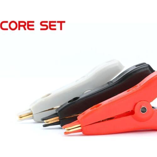 3PCS/sets Alligator Clip 52mm Kelvin Copper Gold Plate Clip Grey+Black+Red