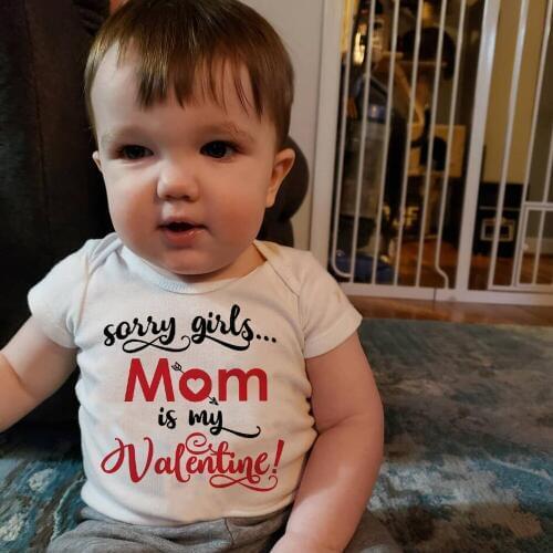 Sorry Girls Mom Is My Valentine Bodysuit Valentines Day Boys Themed Onesie Is Perfect for Baby Jumpsuit Fashion Wear