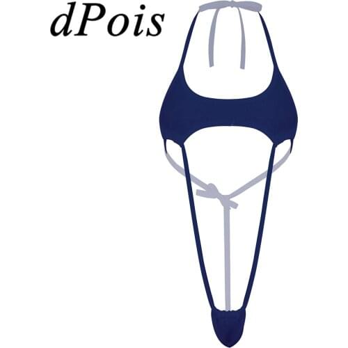 Women Mini Bikini Swimwear Swimsuit Femme Lingerie Halter Adjustable G-string Slingshot Thong Bodysuit Theme Party Beach Wear